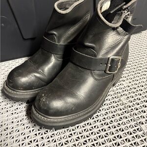 Skechers Black Heeled Leather Boots